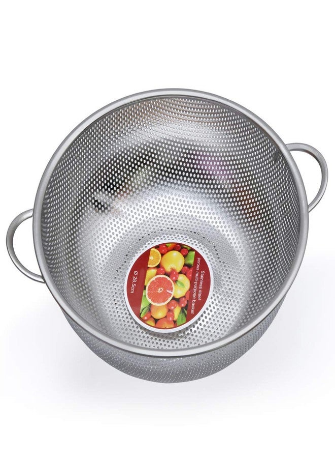 JUGTE Stainless Steel Micro-Perforated Rice Washing Basket Bowl Multipurpose use of Mesh Strainer Bowl Strainer with Handle for Kitchen Vegetable Storing and Straining Sieve Colander Sifter (12 INCH) - Image 4